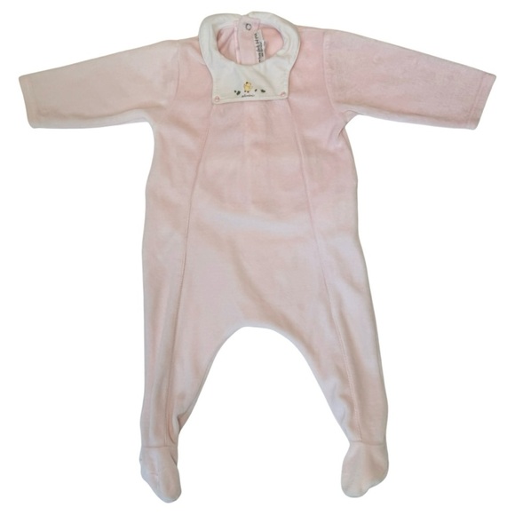CATIMINI Paris Vintage Baby Girl Velour Romper Sleeper One Piece Pink - Picture 6 of 16